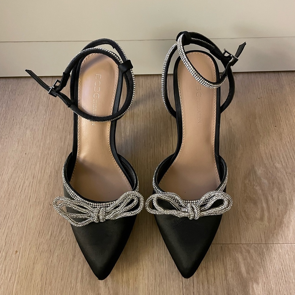 BCBGGeneration Jeweled Bow Ankle Strap Heels